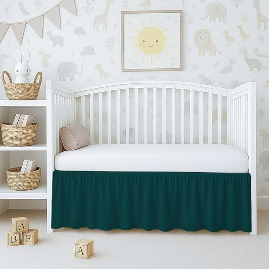 Olivia Rocco 1Pcs 100% Soft Microfiber Fabric Crib Ruffled Bed Skirt - 52"x 28" + 16" Drop Lenght with Split Corners