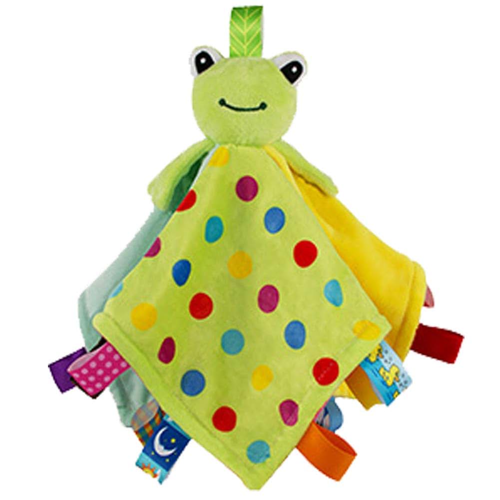 Inchant Toddler Taggy Security Blankets Soft Plushy Cuddle Bud Blankie, Green Frog