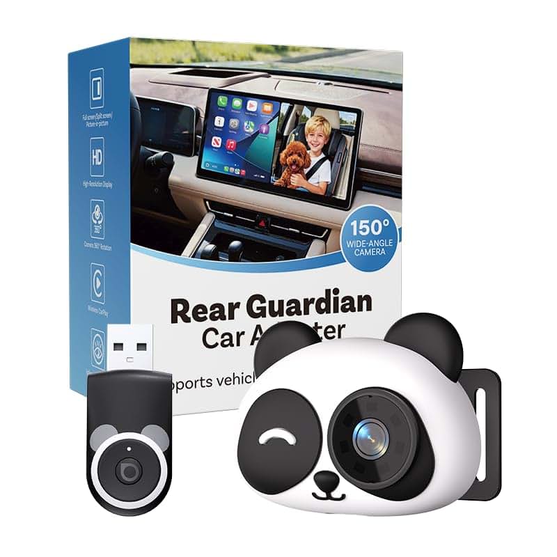 BabyOneStop Baby Car Camera 1080P Wireless CarPlay Adapter with Split Screen Rear Seat Monitor