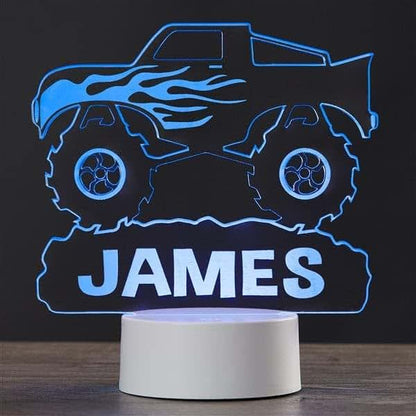 Personalization Universe Personalized Monster Truck LED Sign, Kids Room Decor Night Light, Touch Control, Color