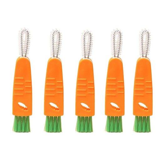 scrit Hard-bristled Crevice Cleaning Brush, 5Pcs Carrot Design Multifunctional Cleaning Brush for Water Bottle Nursing