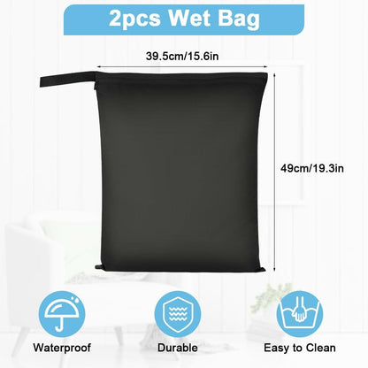 AOOSA 2PCS Wet Bags, Waterproof Travel Laundry Bag, Cloth Diaper Bags-Black (photo 2)