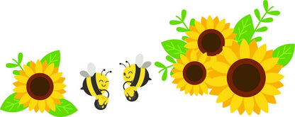 Yellow Sunflower and Bee Vinyl Adhesive Wall Decal for Nursery Decor
