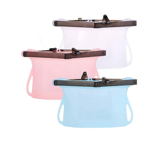 WISELLY Reusable Ziplock Bags Silicone Mini Kids Snack Size (3 x 17 Oz) Stand-Up Leakproof Odorless Food Storage Easy