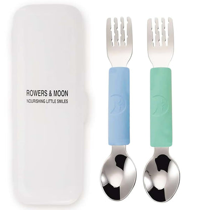 Rowers & Moon Sporkle Stainless Steel 2-in-1 Toddler Fork and Spoon Set
