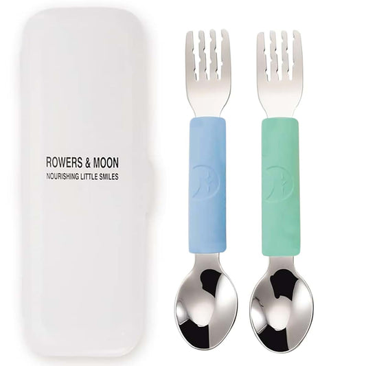 Rowers & Moon Sporkle Stainless Steel 2-in-1 Toddler Fork and Spoon Set