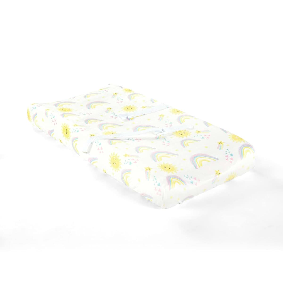 Lush Decor Sunshine Rainbow Soft & Plush Changing Pad Cover, 32" x 16", Yellow