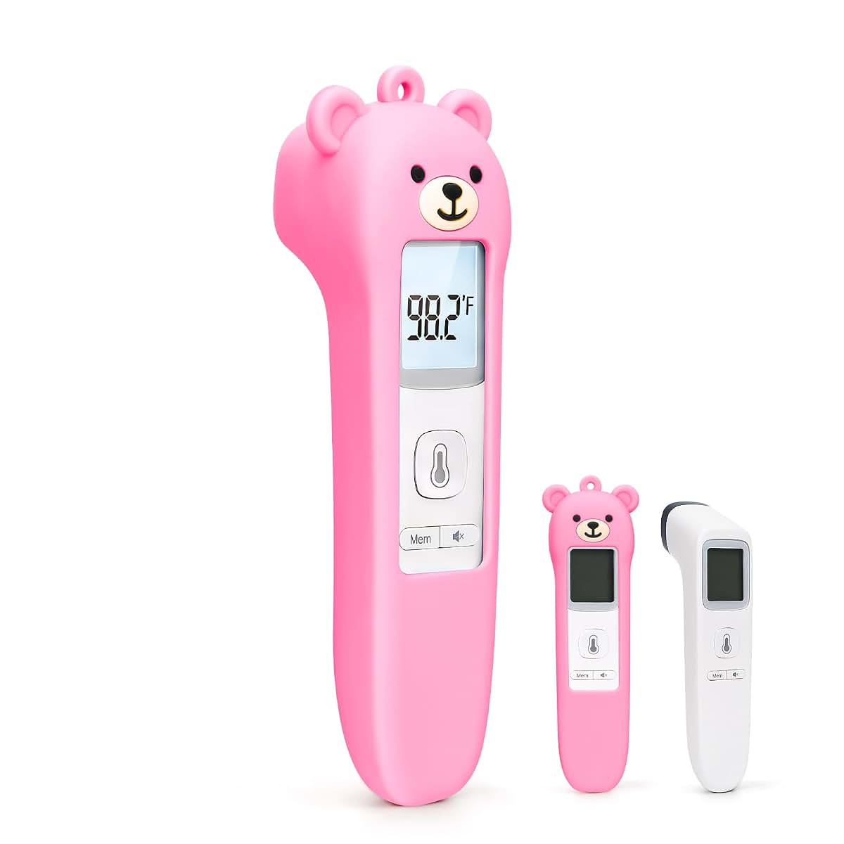 Zalcerin Cute Bear Silicone Thermometer Case for GoodBaby No-Touch Models, Pink
