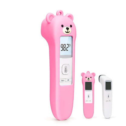 Zalcerin Cute Bear Silicone Thermometer Case for GoodBaby No-Touch Models, Pink
