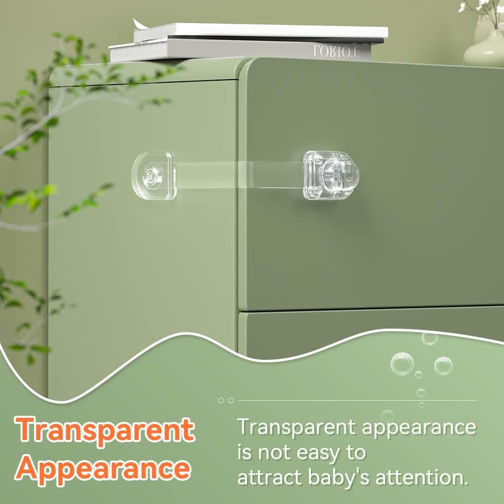 Clear Multi-Function Cabinet Locks for Drawers, Fridges & Cabinets (2 Pcs)