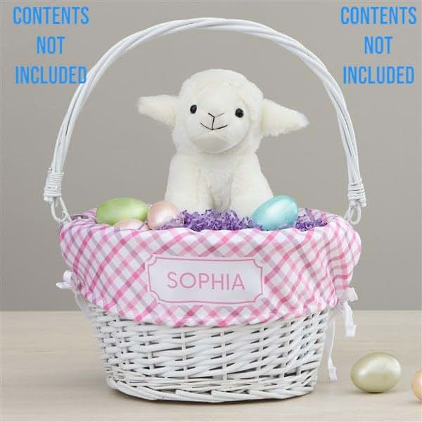 Personalization Universe Personalized Rainbow Pattern Easter Basket – Embroidered Name Rainbow Basket Liner – Custom (photo 3)