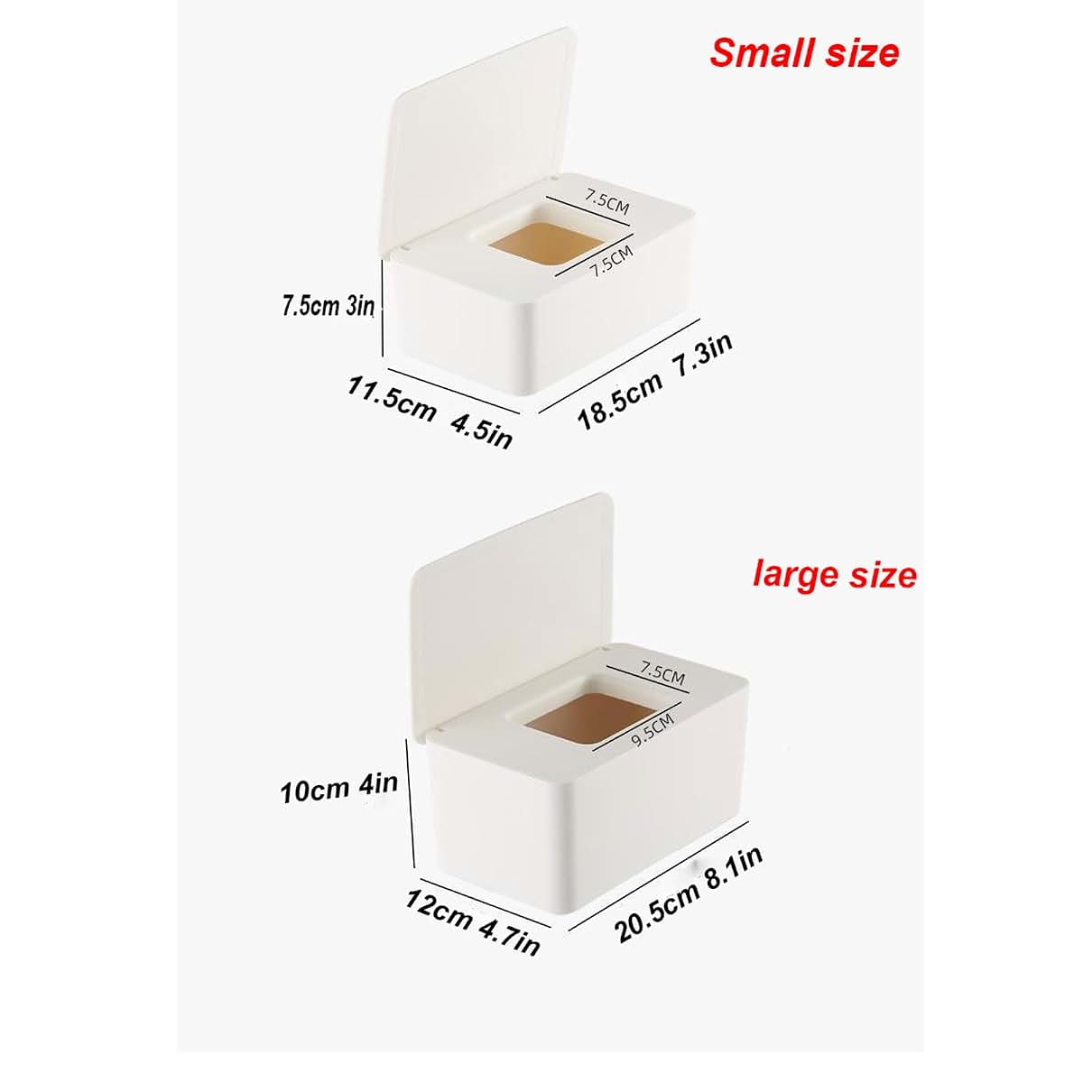 Yunduokeji 2-Piece Baby Wipes Case With Sealing Lid, Large Size White Box (photo 3)