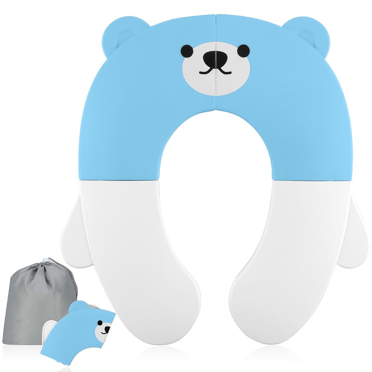 sarilyndelle Toddlers Portable Potty Training Seat, Travel Folding Potty Seat for Toddlers Boys & Girls, Non-Slip-Blue
