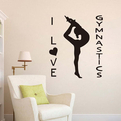 YOYOYU Art Home Decor I Love Gymnastics Dance Yoga Wall Sticker