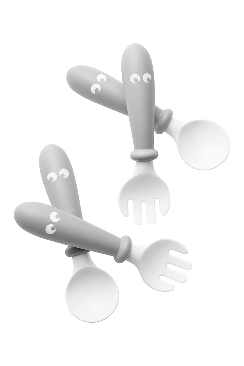 BabyBjörn Baby Spoon and Fork Set, 4 Pieces, Gray