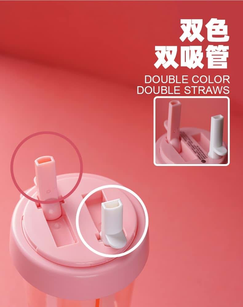 viva story Portable Double Straw Independent Drink 2-in-1 Leak-Proof Kid Cup Children's Double-Sided Double-Layer Water (photo 3)