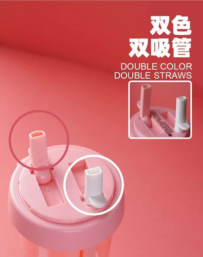 viva story Portable Double Straw Independent Drink 2-in-1 Leak-Proof Kid Cup Children's Double-Sided Double-Layer Water (photo 3)
