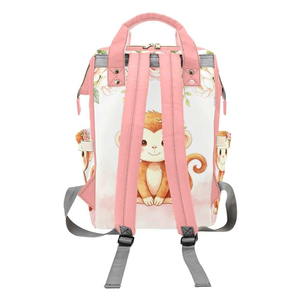 NZOOHY Greenery Cute Monkey Personalized Diaper Backpack Custom Name Multi Function Diaper Bag Travel Daypack Nursing (photo 4)
