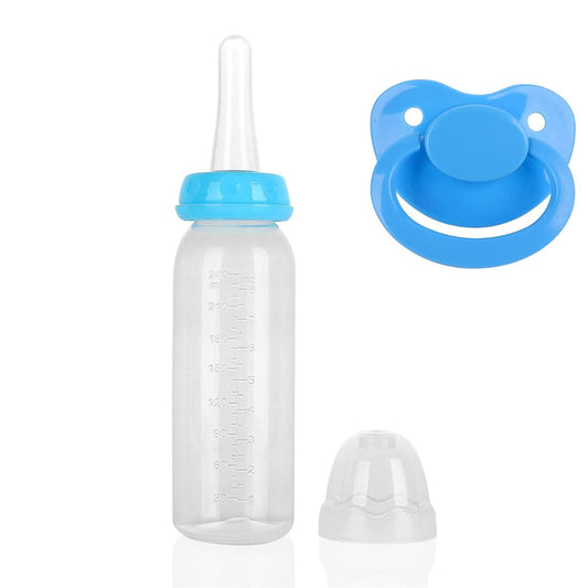 SUNOWE Adult Bottle with Big Sized Pacifier Set 8 oz Blue