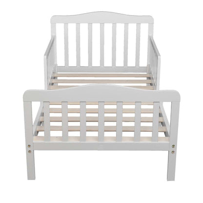 Volowoo White Classic Wood Bed Frame With Guardrails