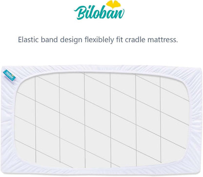 Biloban Cradle Bassinet Mattress Pad Cover, 36x18 Inch, 2 Pack Waterproof Microfiber