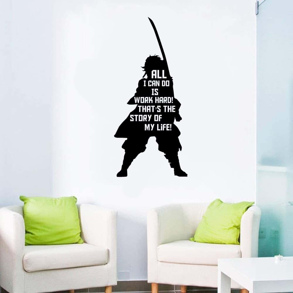 All Things Valuable Tanjiro Kamado Silhouette Vinyl Wall Decal, 30x12 Inch (photo 3)