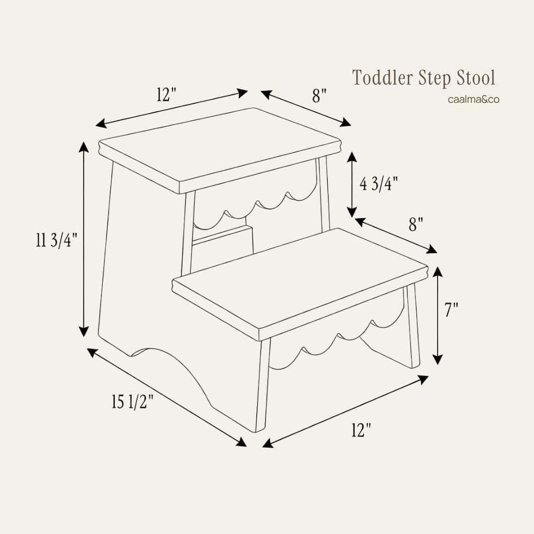 CAALMA & Co Toddler Step Stool, White Two-Step Wooden Stool (photo 3)