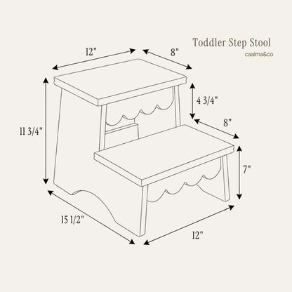 CAALMA & Co Toddler Step Stool, White Two-Step Wooden Stool (photo 3)