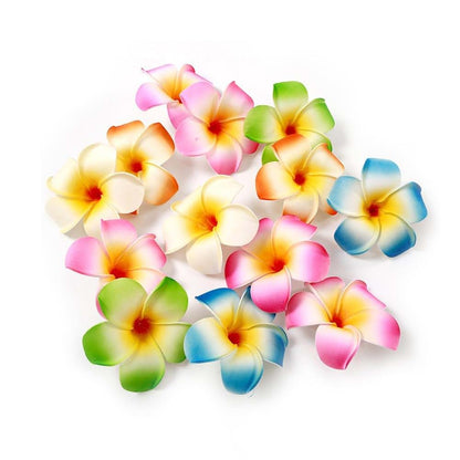 WinldMonmo Hawaiian Plumeria Flower Hair Clips, 6 Pack Artificial Tropical Hairpins