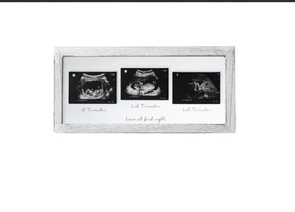 Rustic White Ultrasound Photo Display Frame for Baby Nursery