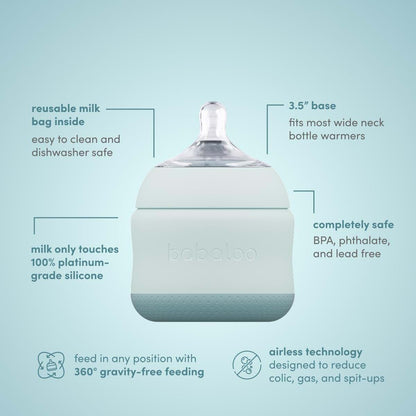 Babaloo Baby-Led Silicone Baby Bottle, Airless, 8oz Bleu (photo 3)