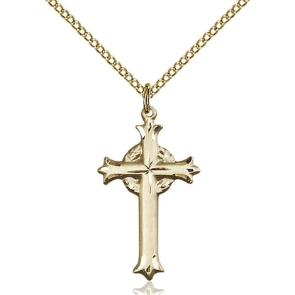 Bliss Gold Filled Cross Pendant with Lite Curb Chain, 1 x 1/2 Inches