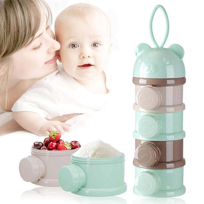 Enfudid Portable Milk Powder Dispensers Pot, 4 Layer Formula Milk Storage Container Portable Food Storage Containers