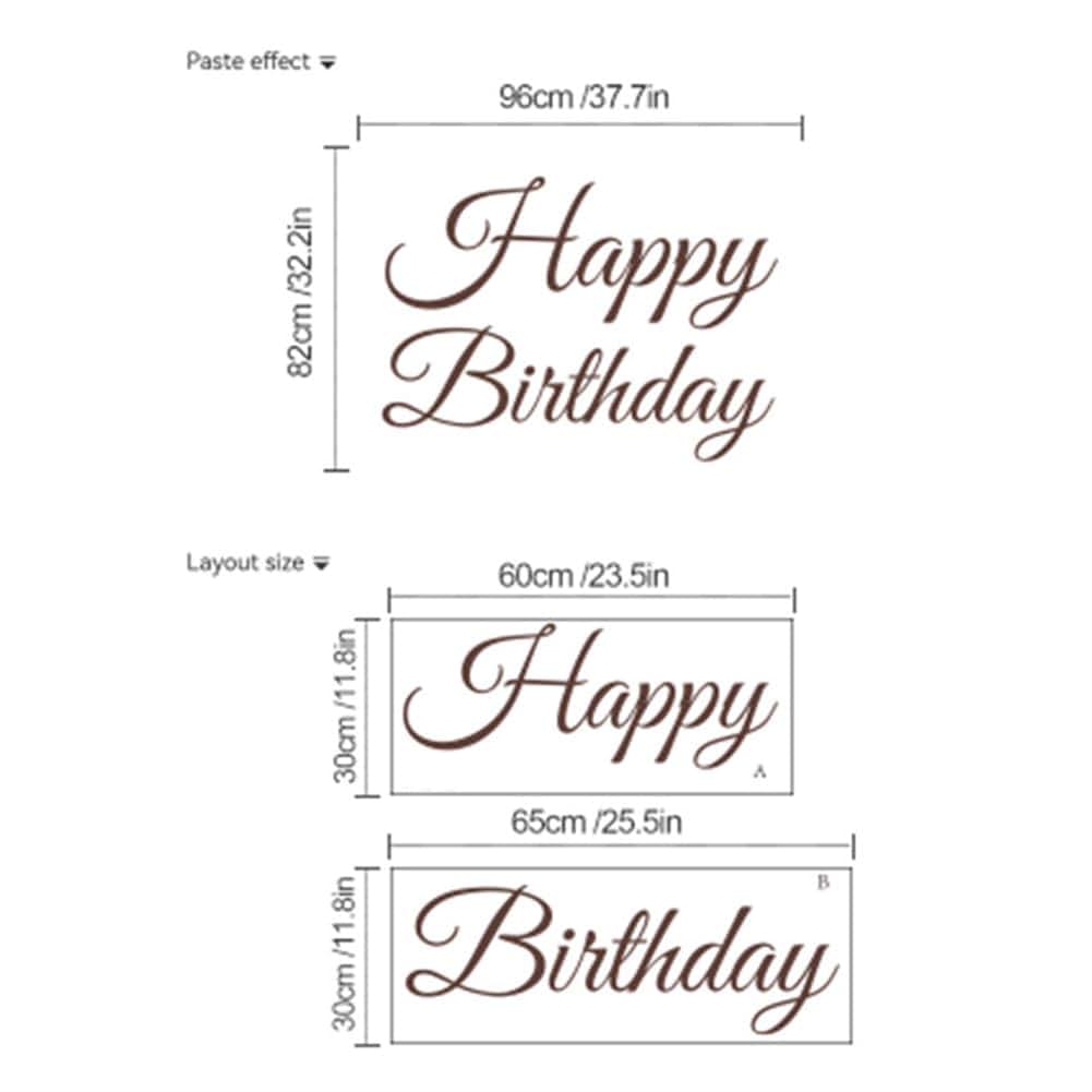 JUNWALL Happy Birthday Sign for Backdrop Wall Sticker (photo 3)