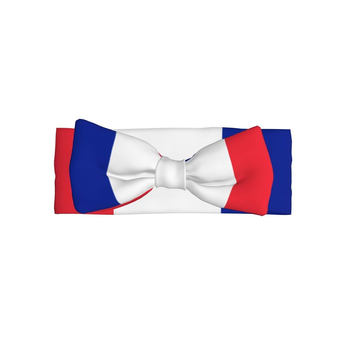 French Flag Print Baby Bow Headband for Newborns & Infants
