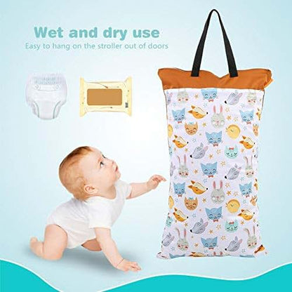 Large Hanging Wet/Dry Pail Bag for Cloth Diapers, Waterproof Reusable
