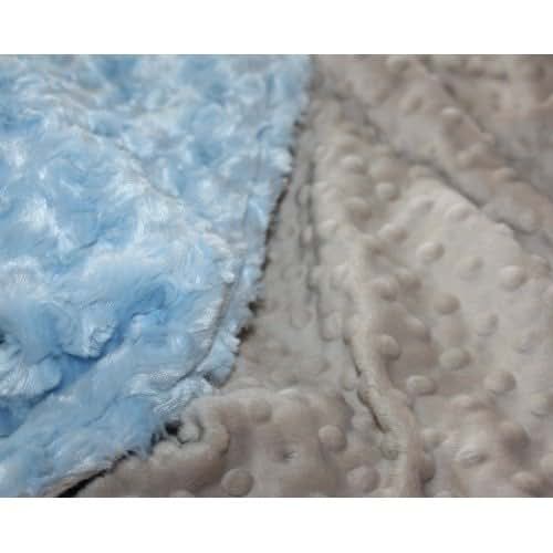 Lil' Cub Hub Minky Blanket, Mocha Dot and Blue Rosebud Panda Design (photo 4)