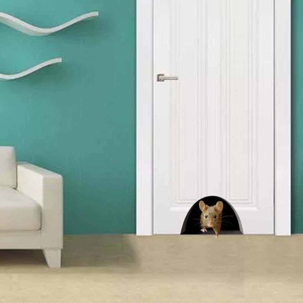 Realistic Mouse Hole Wall Sticker Decal for Home Decor Art