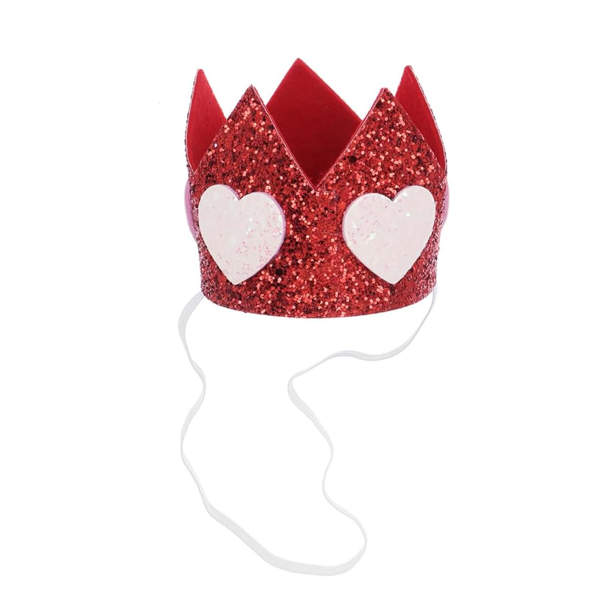 KALLORY Baby Crown Headband Red Heart Shape Elastic Hairband for Parties and Photo Props