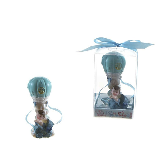 Lunaura Baby Keepsake - Set of 12 "Boy" Baby in Hot Air Ballon Favors - Blue