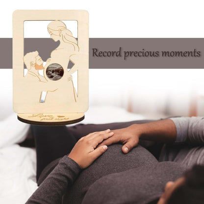 BEMAXYE Baby Ultrasound Photo Wooden Frame for Pregnant Women, 9x7 Inch Pregnancy Announcement Gift (B)