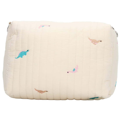Jopwkuin Diaper Bag Pouch Organizer for Travel, Cotton Dinosaur Embroidery
