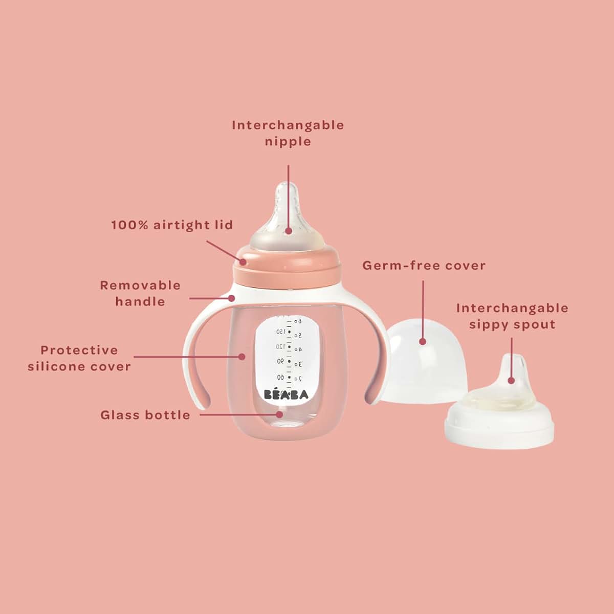 Béaba 2-in-1 Glass Baby Bottle To Sippy Cup In Sage (photo 4)