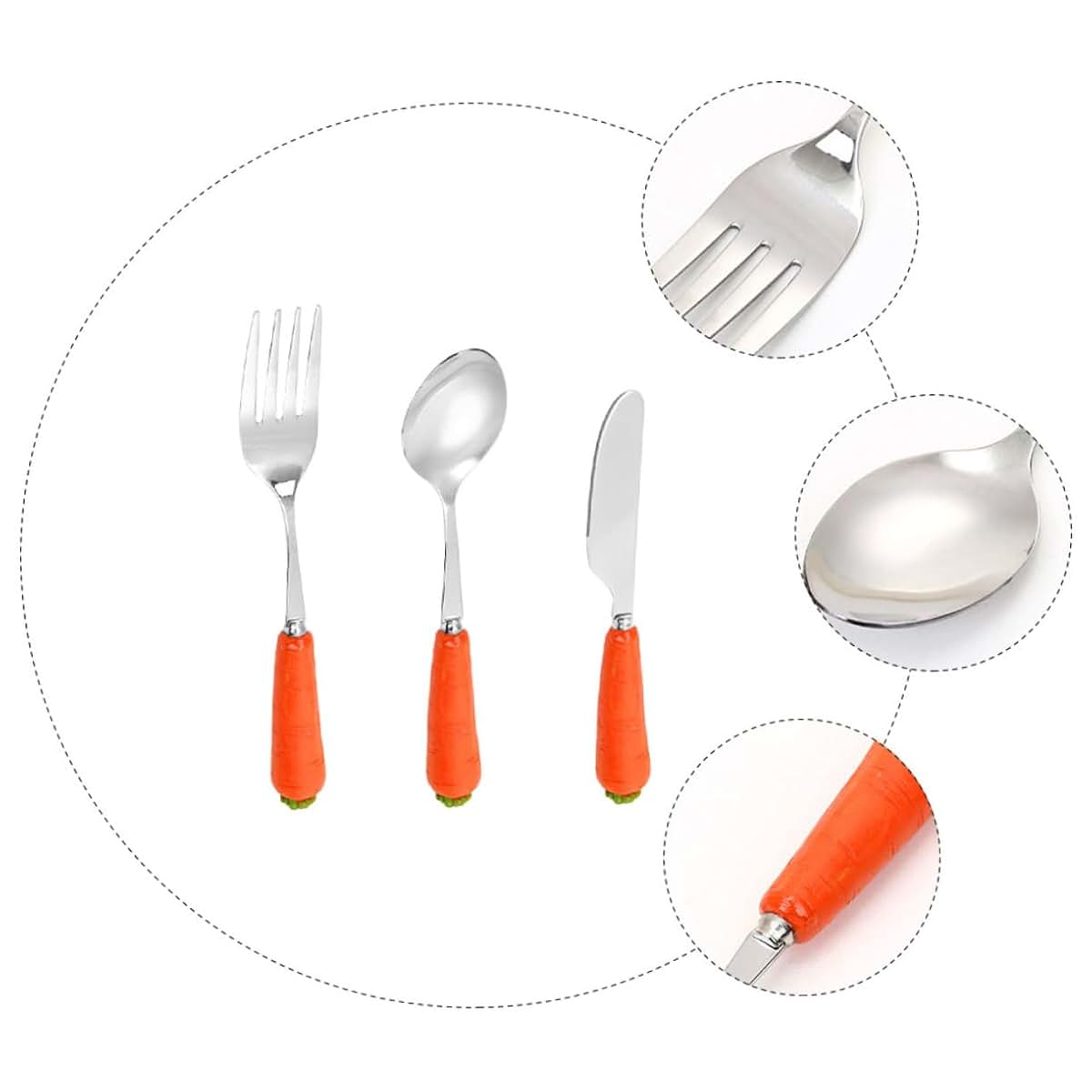 Cutlery Set Stainless Steel Fork Spoon Knife for Independent Eating