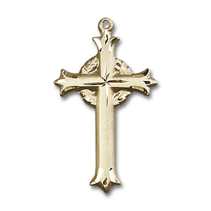 Bliss Gold Filled Cross Pendant with Lite Curb Chain, 1 x 1/2 Inches
