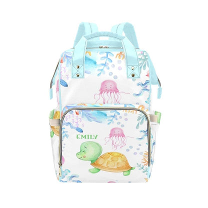 Nzoohy Sea Turtle Personalized Diaper Backpack With Custom Name