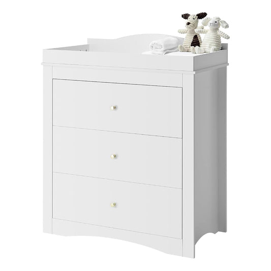 BabyOneStop Changing Table Dresser with 3 Drawers for Nursery Storage