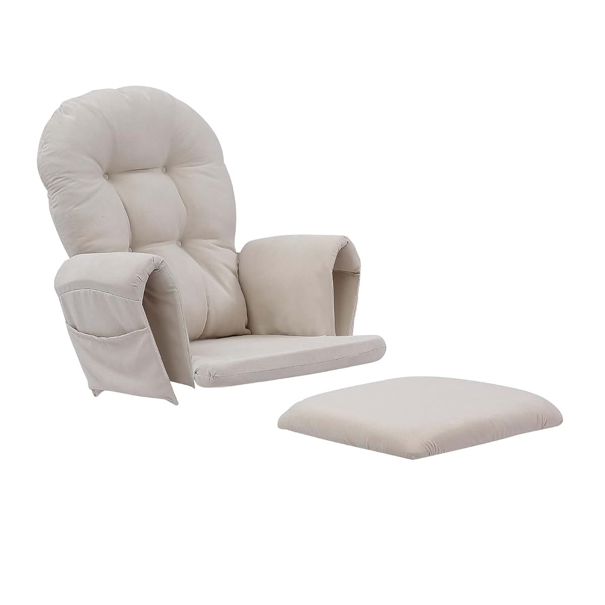 Taseki 5-Piece Glider Rocker Cushion Set With Side Pockets In Beige