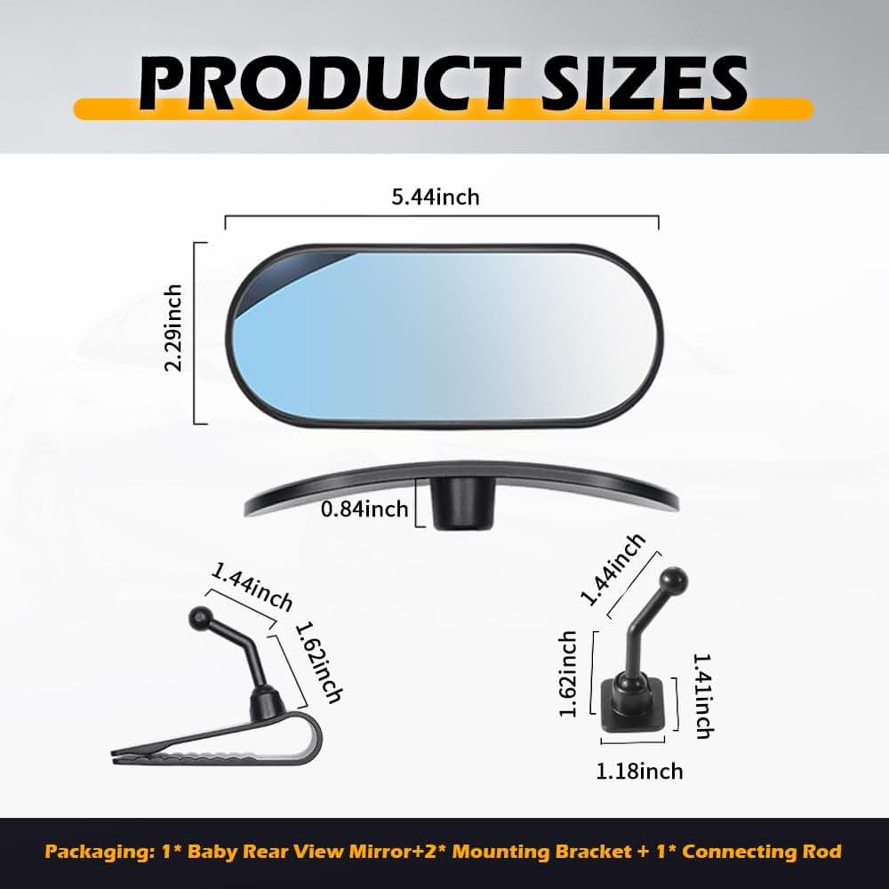 Clip-On And Stick-On Baby Car Mirror With 360-Degree Adjustment