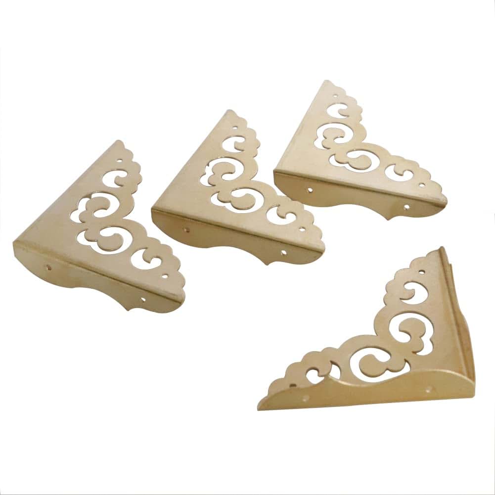 JfwuHap 4Pcs Table Corner Protectors, 2.6"x2.6" Gold Metal Corner Protector, Coffe Table Corner Guards, Anti Scratch (photo 2)